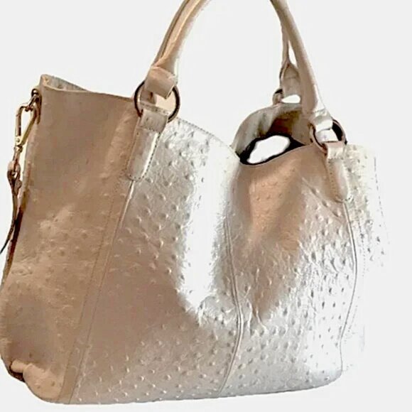 SALE ~ GILI Roma Ostrich Embossed Leather Tote Crossbody Bag Weekend  NWT - Picture 3 of 13